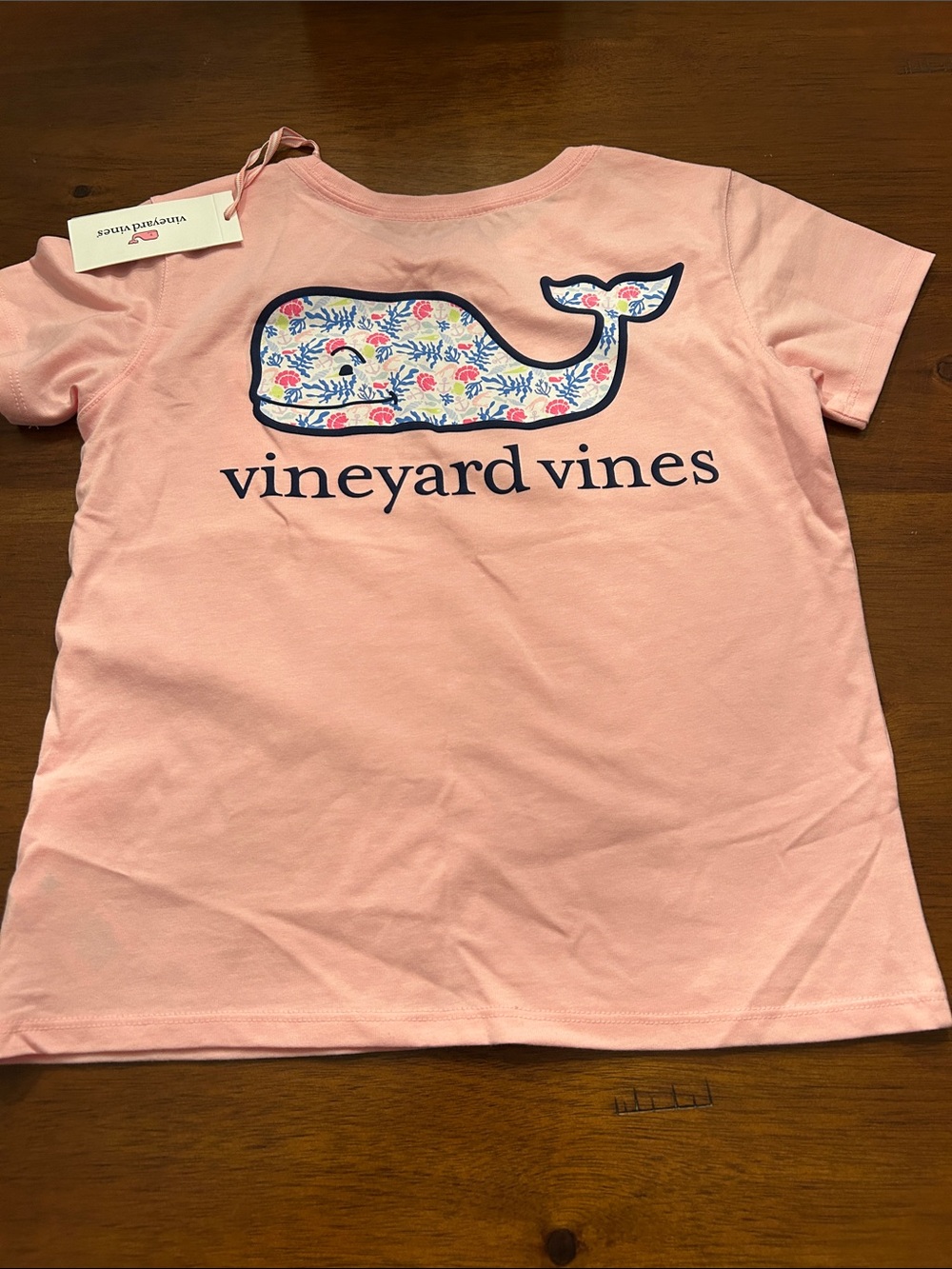 Vineyard Vines Girls' Light Pink Floral/sea coral Whale Tee